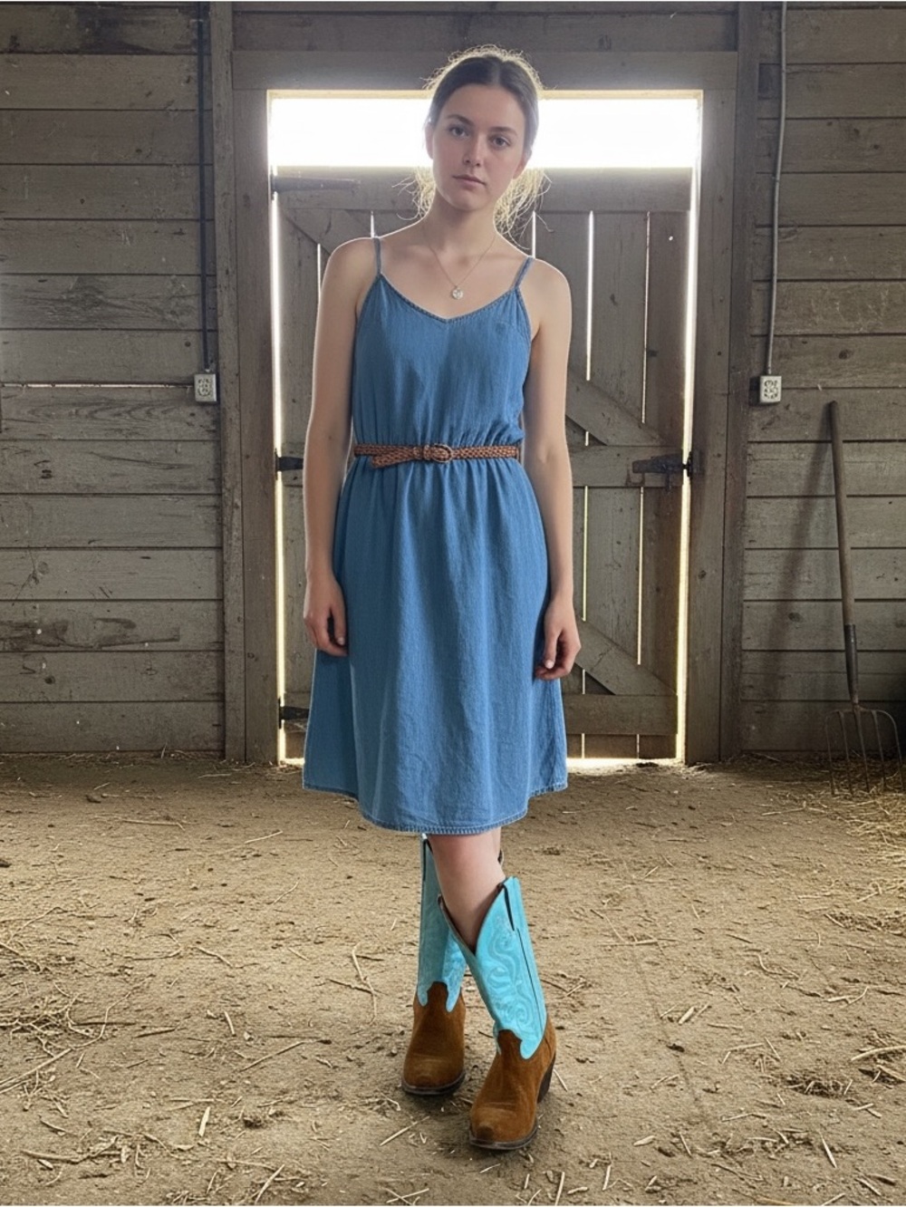 Durango Western Cowboy Boots with Turquoise Shaft and Brown Suede Foot - Picture 1 of 6